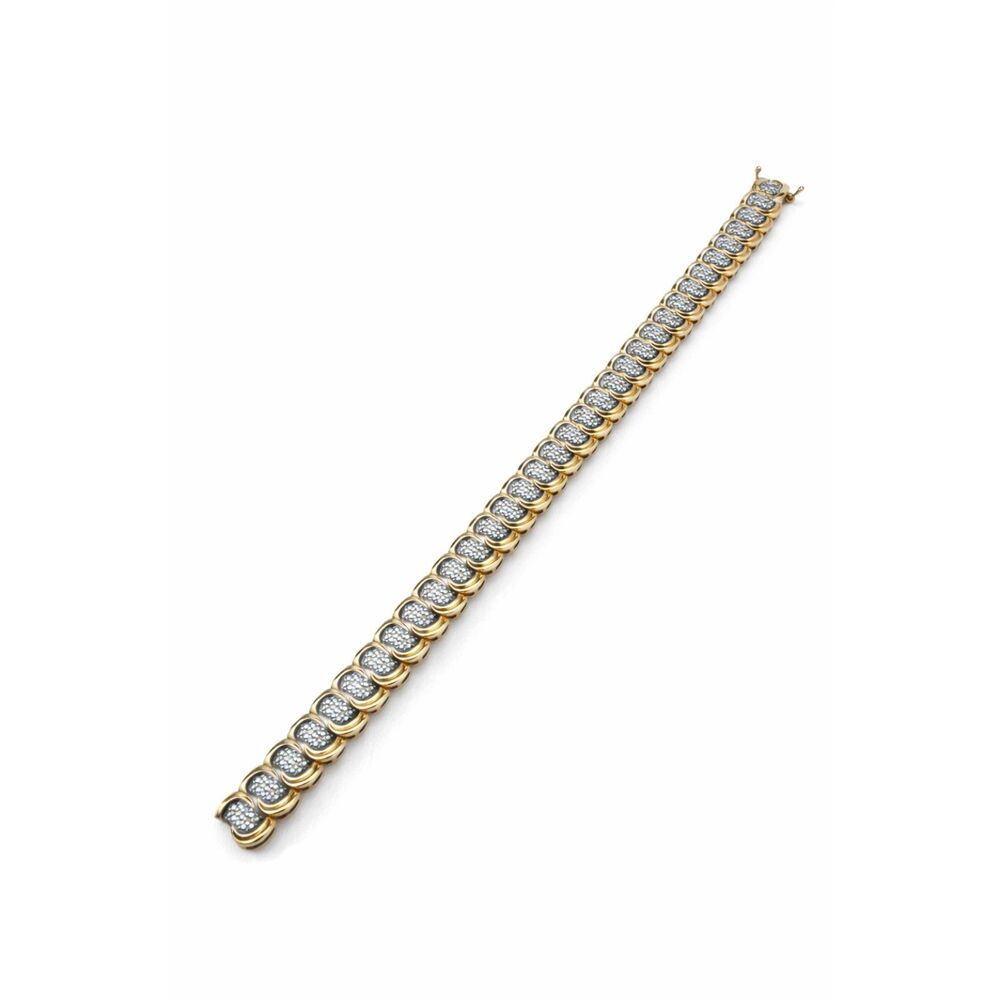Vintage Vermail Two Tone Tennis Bracelet - Nugget Style. Sterling Silveg/Gold